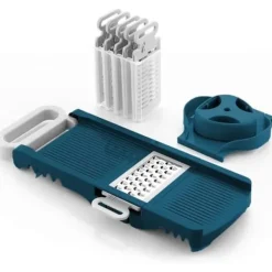 Mixere & Blendere>Vikbar mandolin - ARTHUR MARTIN - AMM530 - 6 i 1 - 3 rivblad och 3 grönsaksskärblad - Rostfritt stål