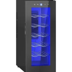 Vinkøler 12 flasker 30 L 8–18 °C, dobbelt termoelektrisk med glasdør og LED, touch, sort Sale