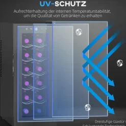 Vinkøler 12 flasker 30 L 8–18 °C, dobbelt termoelektrisk med glasdør og LED, touch, sort Sale