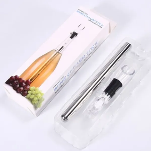 Vinkøler, 3-i-1 vinflaskekøler i rustfrit stål - hurtig isfri vinkøler med belufter og hældetube. Bedste vintilbehørsgave. New