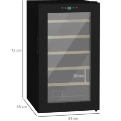 Vinkøleskab 24 flasker, 5–20 °C, LED, 43×45×75 cm, sort Clearance