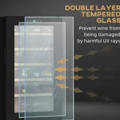 Vinkøleskab 24 flasker, 5–20 °C, LED, 43×45×75 cm, sort Clearance