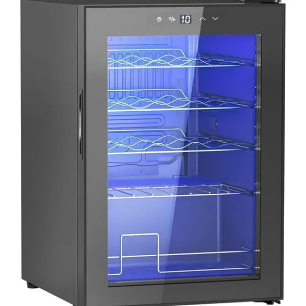Vinkøleskab 20 flasker 53 L, 5–18 °C, kompressor, anti-UV glasdør, LED, sort