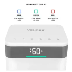 Vonroc Affugter 12L/dag | Til Rum op til 25 m² | Støjsvag & Kraftfuld | WiFi, Ionisator, Sølvionfilter, LED-display, Tørrefunktion & 2L Tank New
