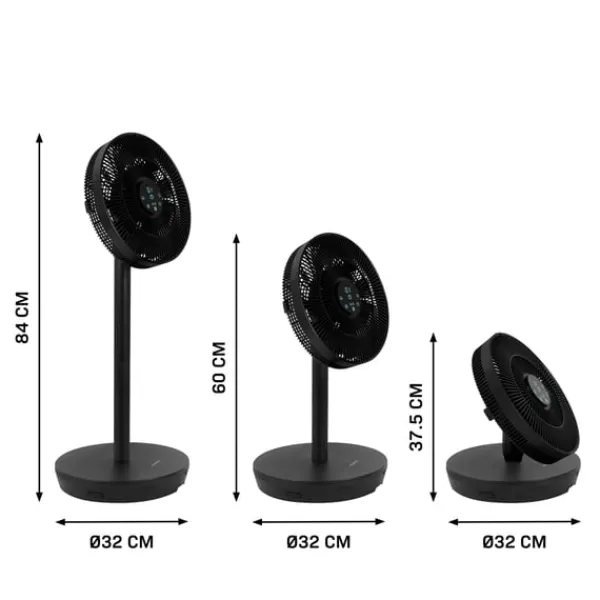 Vonroc Ventilatorer>BREEZE - Ventilator – Trådløs - Støjsvag (< 44 dB) – Sort | Inkl. Fjernbetjening