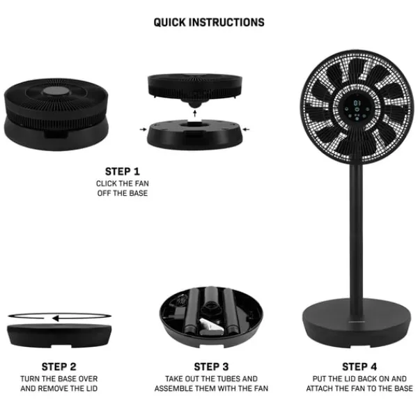 Vonroc Ventilatorer>BREEZE - Ventilator – Trådløs - Støjsvag (< 44 dB) – Sort | Inkl. Fjernbetjening