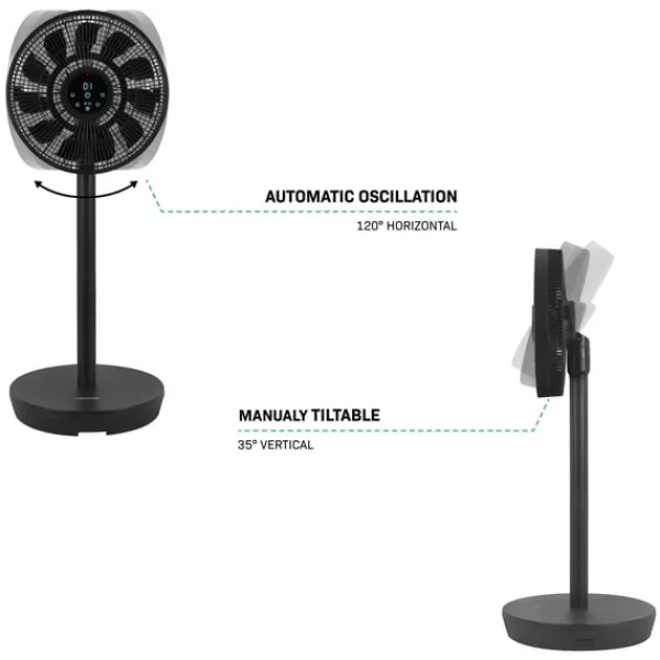 Vonroc Ventilatorer>BREEZE - Ventilator – Trådløs - Støjsvag (< 44 dB) – Sort | Inkl. Fjernbetjening