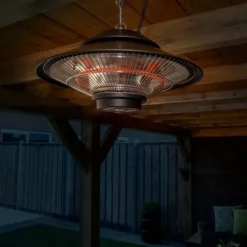 Vonroc Terrassevarmer - Albano - 1500W | Infrarød | Sort | IP44 | Til tag, veranda, parasol | Inkl. Fjernbetjening. Best