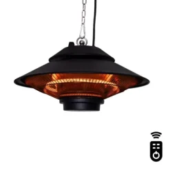 Vonroc Terrassevarmer - Albano - 1500W | Infrarød | Sort | IP44 | Til tag, veranda, parasol | Inkl. Fjernbetjening. Best