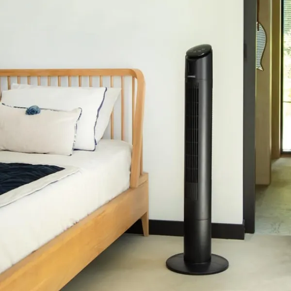 Vonroc Ventilatorer>Ventilator - Tårnventilator - 110 cm | Luksus - Stilren | 3 Hastiger, Svingfunktion, Timer | Sort | Inkl. Fjernbetjening.