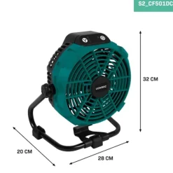Vonroc Ventilator 20V – hybrid akku og strøm drevet | Inkl. 2x 2.0Ah akku og oplader - Inkl. adapter Hot