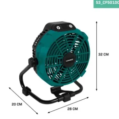 Vonroc Ventilator 20V – hybrid akku og strøm drevet | Inkl. 4.0Ah akku og oplader - Inkl. adapter