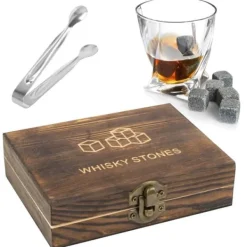 Whiskysten>Whiskey Stone Isterninger til Whiskey Gaveæske i træ