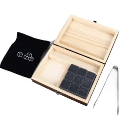 Whiskysten>Whisky Stones Terningformet granitkølende Whisky Rocks Sæt Genanvendeligt Hurtigttørrende Whisky Stones med fyrreæske