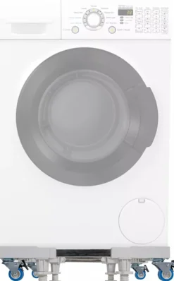 Vaskemaskiner>White Metal Washing Machine Base Stand with Adjustable Height and Casters - Universal Appliance Dolly up to 350kg