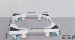 Vaskemaskiner>White Metal Washing Machine Base Stand with Adjustable Height and Casters - Universal Appliance Dolly up to 350kg