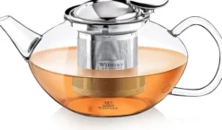 Tebryggere>Wilmax glaskande 1 550 ml – tekande med aftageligt filter og låg i rustfrit stål | drypfri, varmebestandig og opvaskemaskinesikker