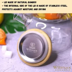 Wilmax Glaskande med tesil & bambuslåg 950 ml – varmebestandig tekande til løs te & teblomster Online