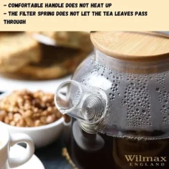 Wilmax Glaskande med tesil & bambuslåg 950 ml – varmebestandig tekande til løs te & teblomster Online