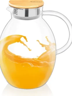 Wilmax glaskaraffel 2,4 L i borosilikatglas, bambulåg Hot