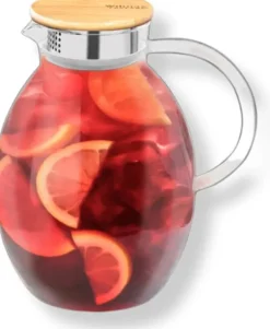 Wilmax glaskaraffel 2,4 L i borosilikatglas, bambulåg Hot