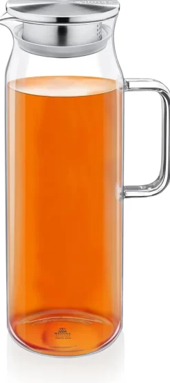 Karafler>Wilmax glaskaraffel 1,5 l i borosilikatglas, filter og stållåg