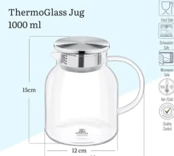 Wilmax glaskaraffel 1 L i borosilikatglas, stållåg Outlet