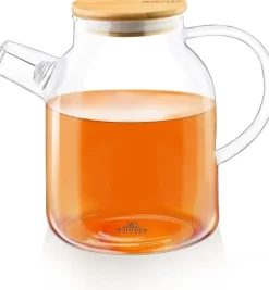 Tebryggere>Wilmax tekande i glas 1,6 l med bambuslåg – komfursikker