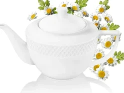 Wilmax tekande i hvidt porcelæn 900 ml – klassisk kande med låg, opvaskemaskinesikker og egnet til mikroovn Best