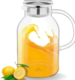 Wilmax varmefast glaskaraffel 2,1 l, stållåg Hot