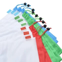 Madopbevaringsposer>12x Genanvendelige Frugt- og Grøntsagsposer