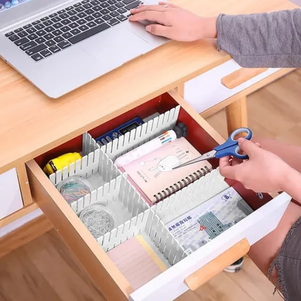 8x Skillevægge til Organisering af Skuffer - Hvid Discount