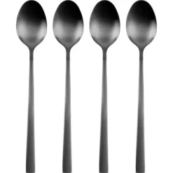 4x Sorte Cocktailskeer Lange Dessertskeer til Is Kaffeskeer Sæt Discount