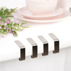 4x Stålklemmer til dug, voksdug og bordplade