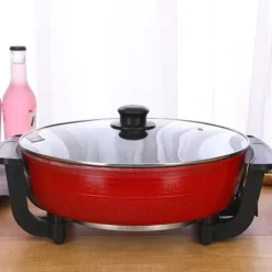 Yuanyang Hot Pot - Elektrisk hotpot-gryde - 6 L - 1300 W - Delt 2 smage - Rustfrit stål - Rød New