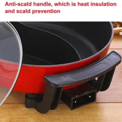 Yuanyang Hot Pot - Elektrisk hotpot-gryde - 6 L - 1300 W - Delt 2 smage - Rustfrit stål - Rød New